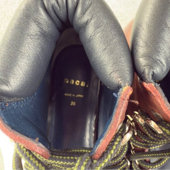 Sacai Leather Platform Boots Made in Japan US 5 - Picture 2 of 12